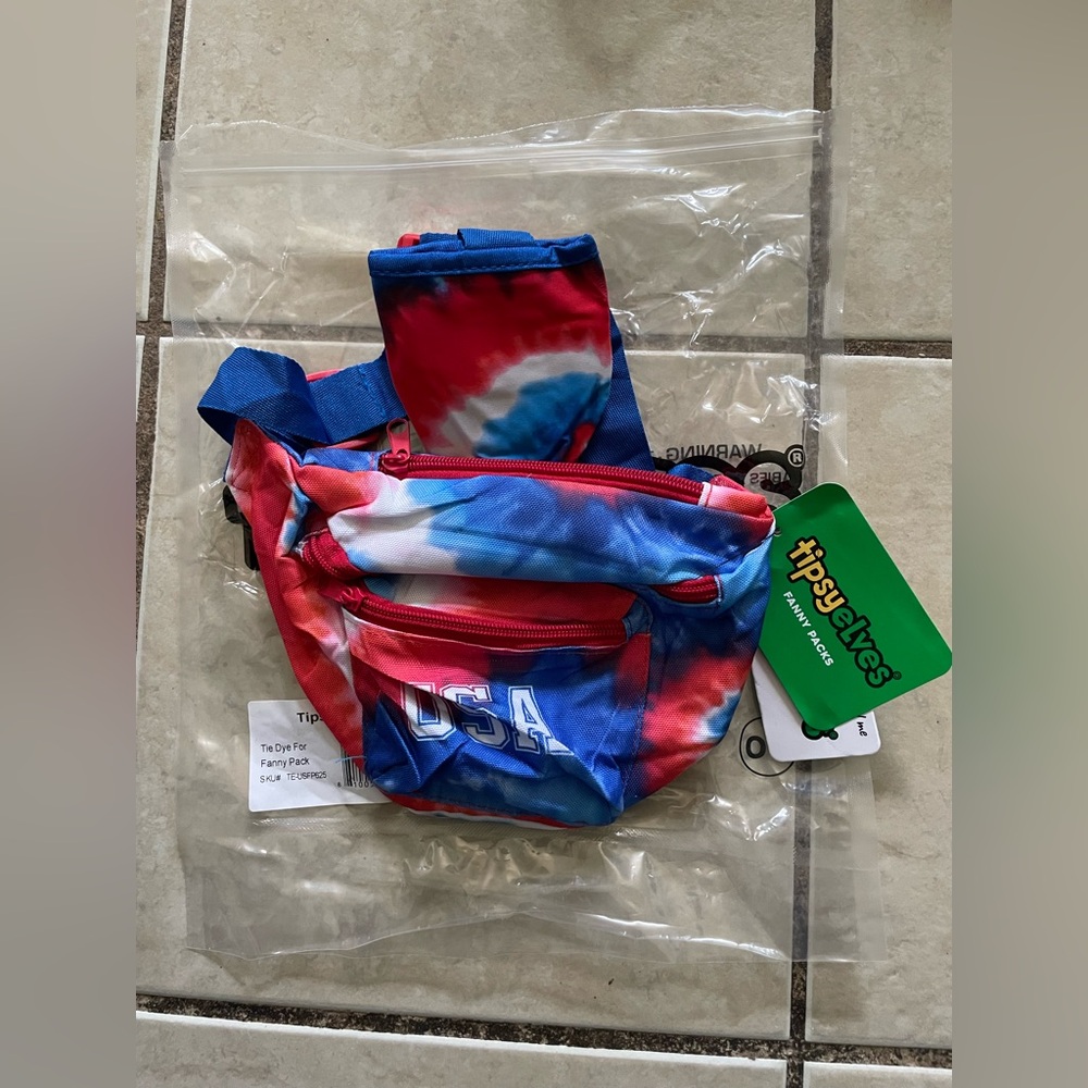 Tipsy Elves USA Tie Dye Fanny Pack with Detachable Drink Carrier - Picture 5 of 5
